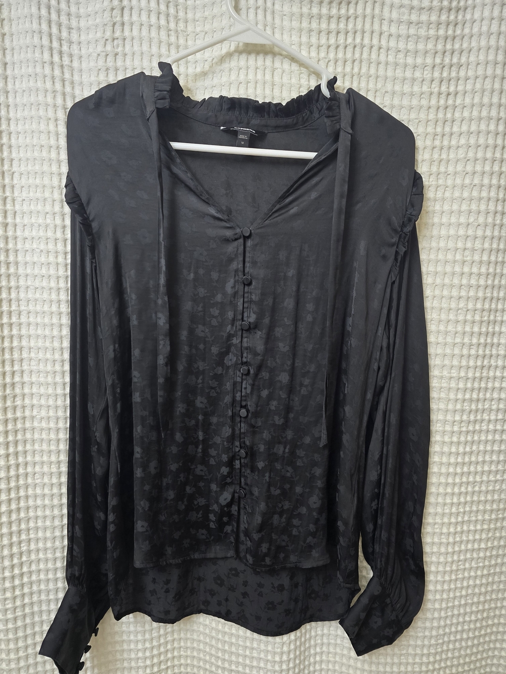 Express Black Satin Button-Front Women's Top